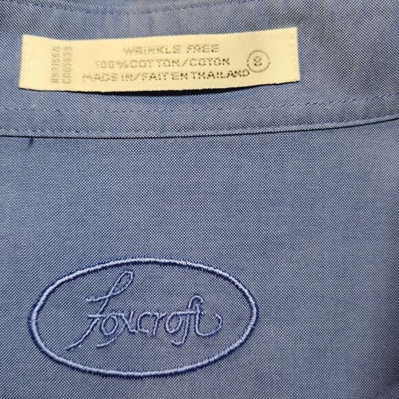 Foxcroft Top Shaped Fit Pinpoint Essential‎ No Iron Shirt Wrinkle Free Blue 8 - Picture 9 of 12